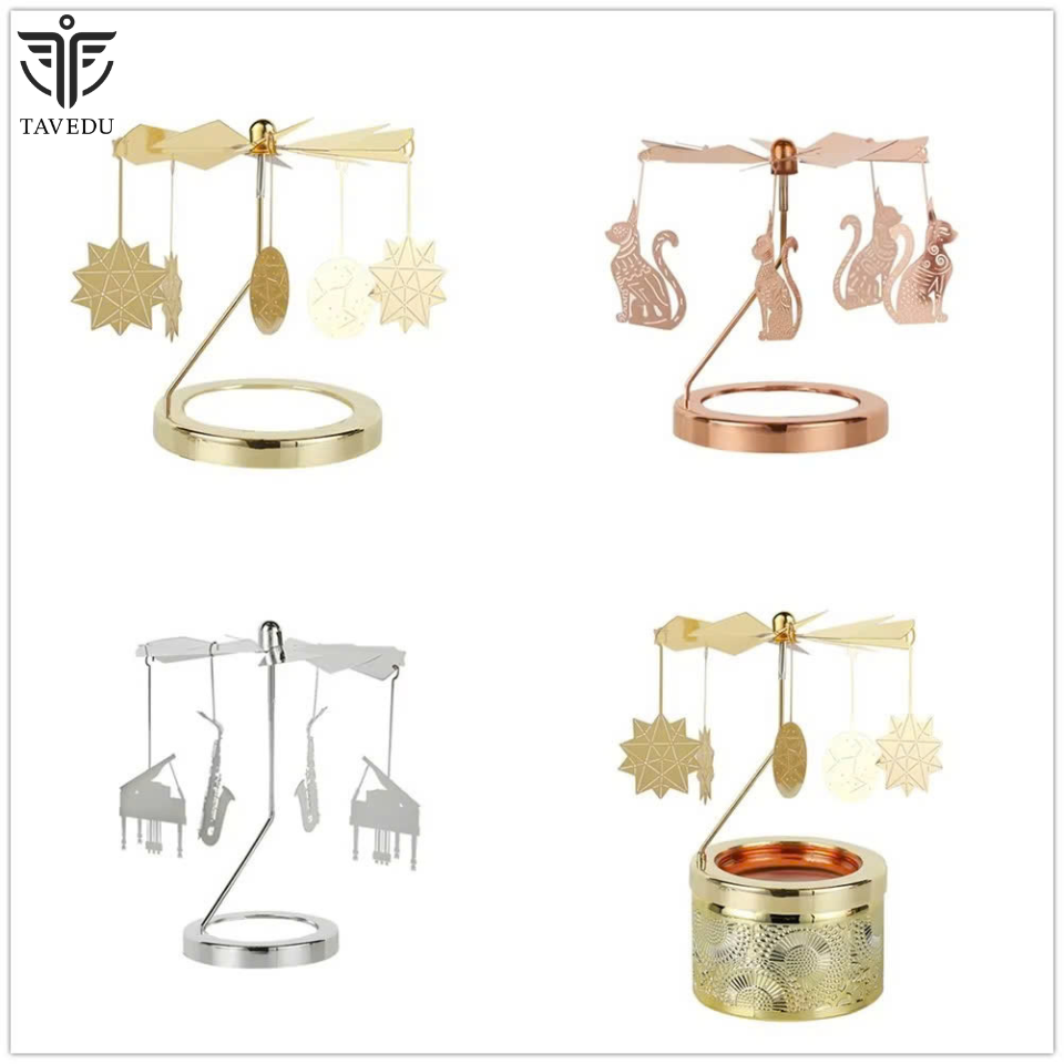 TAVEDU – Carousel Candle Rotary Candle Holder | Spinning Metal Tea Light Candlestick for Women’s Gifts & Home Decor - Image 3